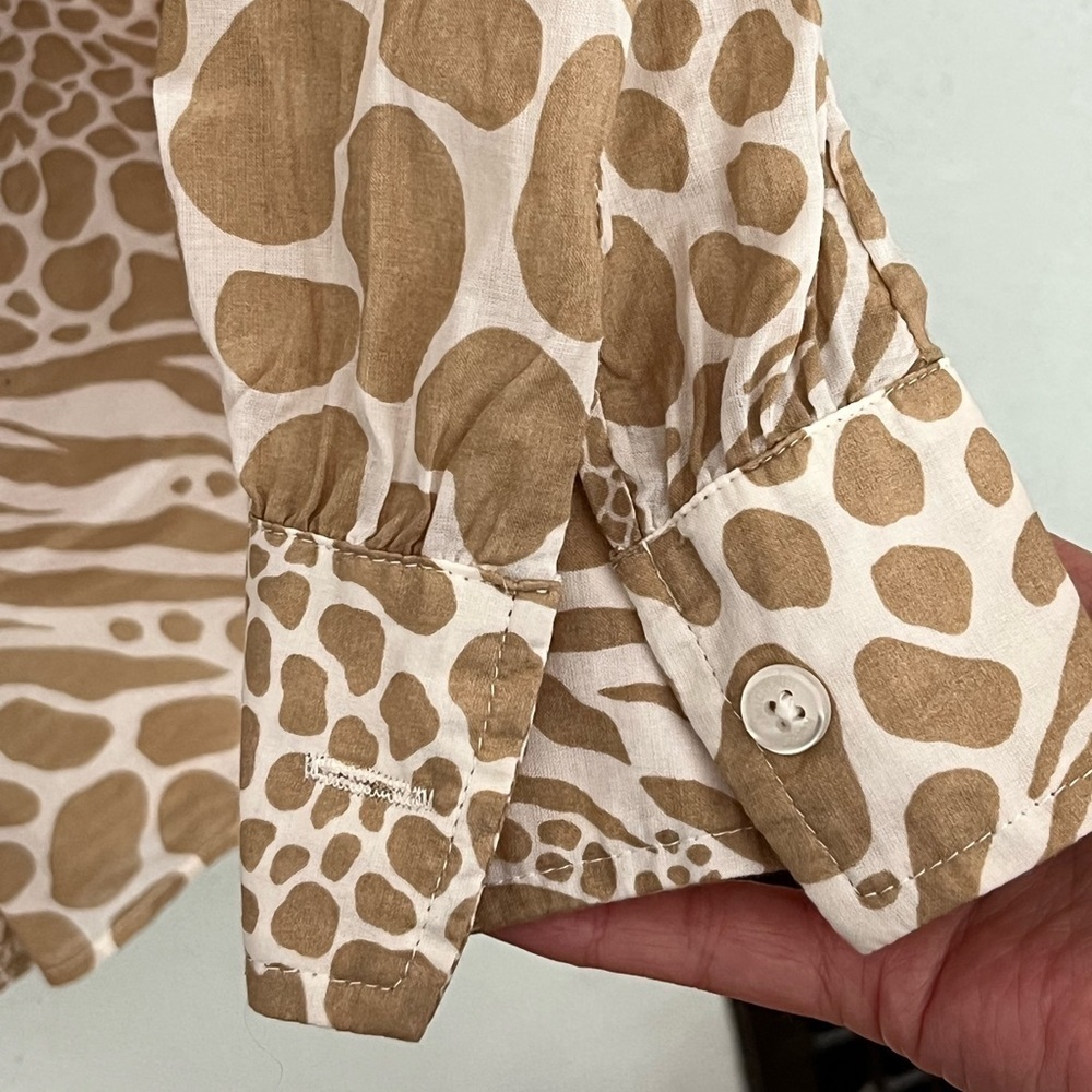 MICHAEL Michael Kors Womens 4 Cotton Sheer Animal Print Romper Long Sleeve - Picture 6 of 16